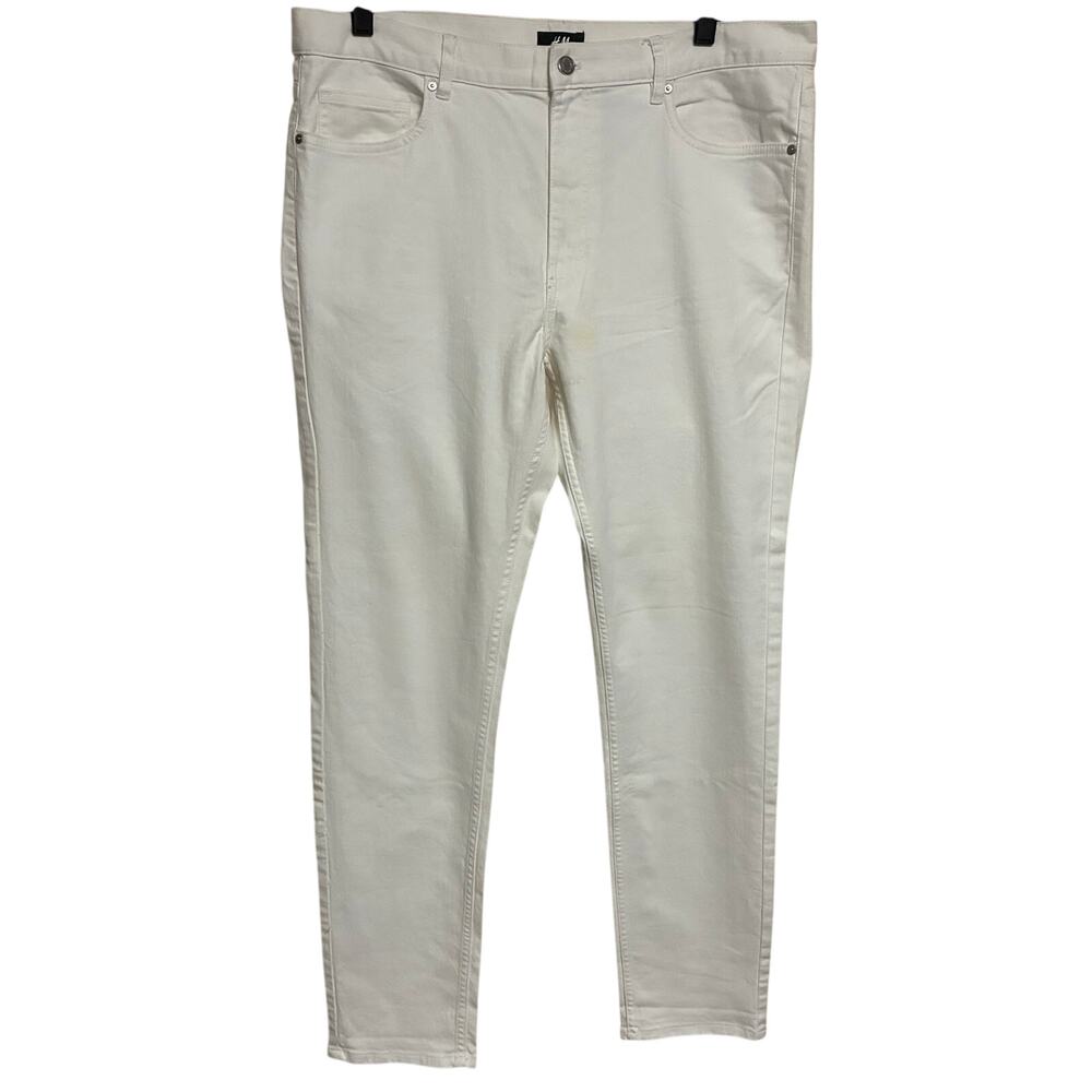 H&M Skinny Fit White Denim Jeans Mens Size 34